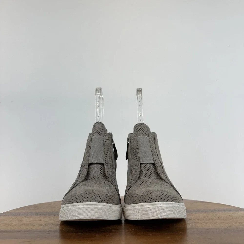 New Womens Linea‎ Paolo Felicia Gray Leather Hidden Wedges Sneaker Boots Size 10